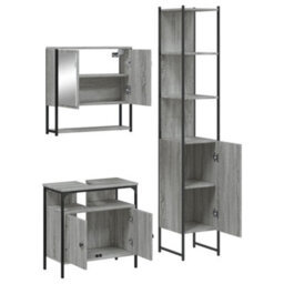 Berkfield 3 Piece Bathroom Furniture Set Grey Sonoma Engineered Wood - thumbnail 5