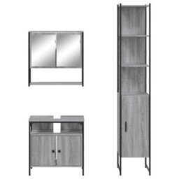 Berkfield 3 Piece Bathroom Furniture Set Grey Sonoma Engineered Wood - thumbnail 6
