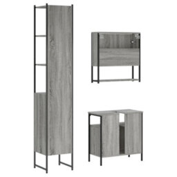 Berkfield 3 Piece Bathroom Furniture Set Grey Sonoma Engineered Wood - thumbnail 8