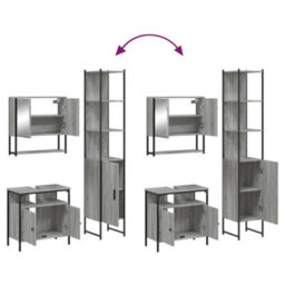 Berkfield 3 Piece Bathroom Furniture Set Grey Sonoma Engineered Wood - thumbnail 9