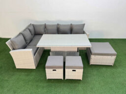 Fimous 9 Seat Rattan Outdoor Garden Furniture Corner Sofa Set Adjustable Lifting Dining Or Coffee Table Set With 3 Footstools - thumbnail 2