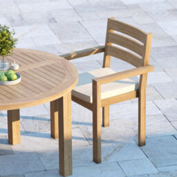 Eterna Eden Teak Garden Outdoor Dining Table & 4 Seat Chair Set - With Cream Cushions - thumbnail 4