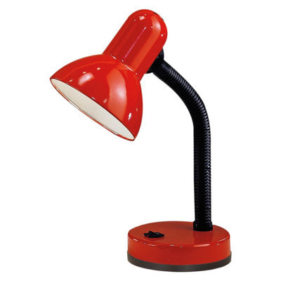 Flexible Red Steel Table Lamp With E27 Bulb Socket And Rocker Switch - image 1