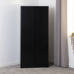 Seconique Malvern 2 Door Wardrobe In Black Finish Hanging Rail And Shelf - thumbnail 7