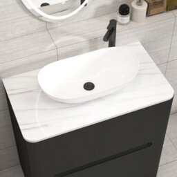 Royal Bathrooms Venice 800mm Matt Nocturne Black Freestanding Bathroom Countertop Vanity Unit 2 Drawer With Cesar Basin - thumbnail 6