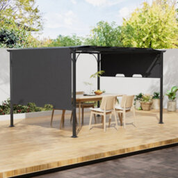 Living And Home Dark Grey Outdoor Pergola Outdoor Pergola With Adjustable Canopy And Flat Roof
