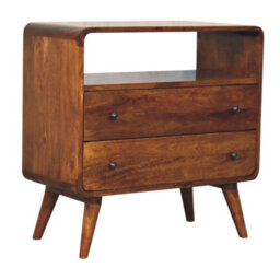 Wyld Haus Trento Curved 2-Drawer Mango Wood Console Table, Chestnut - thumbnail 3