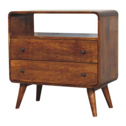 Wyld Haus Trento Curved 2-Drawer Mango Wood Console Table, Chestnut - thumbnail 4