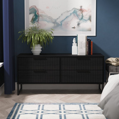 Ancona Matt Black Ash 4 Drawer Bed Box (H)515mm (W)1130mm (D)395mm - image 1