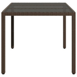Berkfield Garden Table With Glass Top Brown 150X90X75 Cm Poly Rattan - thumbnail 5