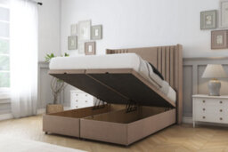"Sloomy Camden Mink Plush Ottoman Bed With Mattress With 54"" Wingback Headboard 2'6 Small Single" - thumbnail 2