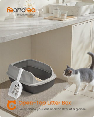 LEDREM High Sided Cat Litter Tray, Xl Open Top Litter Box With Scoop, For Kittens, - image 1