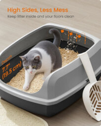 LEDREM High Sided Cat Litter Tray, Xl Open Top Litter Box With Scoop, For Kittens, - thumbnail 3