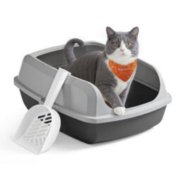 LEDREM High Sided Cat Litter Tray, Xl Open Top Litter Box With Scoop, For Kittens, - thumbnail 2