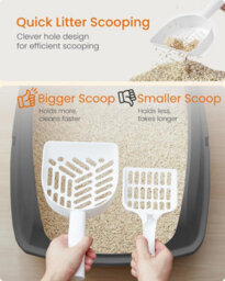 LEDREM High Sided Cat Litter Tray, Xl Open Top Litter Box With Scoop, For Kittens, - thumbnail 7
