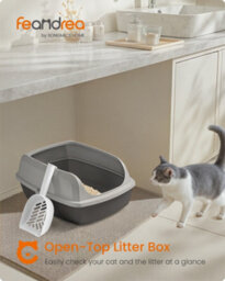 LEDREM High Sided Cat Litter Tray, Xl Open Top Litter Box With Scoop, For Kittens, - thumbnail 1