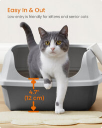 LEDREM High Sided Cat Litter Tray, Xl Open Top Litter Box With Scoop, For Kittens, - thumbnail 6