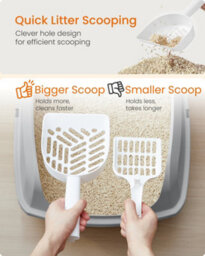 LEDREM High Sided Cat Litter Tray, Xl Open Top Litter Box With Scoop, For Kittens, - thumbnail 5