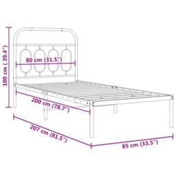 Berkfield Metal Bed Frame Without Mattress With Headboard White 80X200Cm - thumbnail 8
