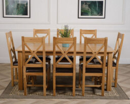 That's Furniture Oslo 180 X 90 Cm Large Oak Dining Table And 8 Chairs Dining Set With Berkeley Brown Leather Chairs - thumbnail 2