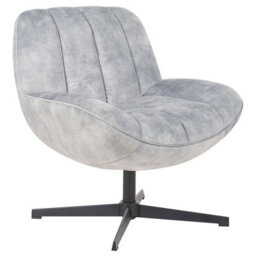 Beliani Swivel Armchair Lia With Footstool Velvet Light Grey - thumbnail 4