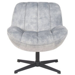 Beliani Swivel Armchair Lia With Footstool Velvet Light Grey - thumbnail 5