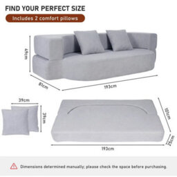 Modern Fabric Recliner Sofa Bed Single Sleeper 3 Seater Sofa Chair - thumbnail 2