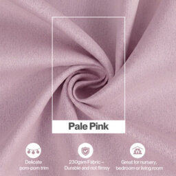 Marlow Pink Fabric Pom Pom Curtains 2 Panel Set 46X54 Inch Nursery Room - thumbnail 7