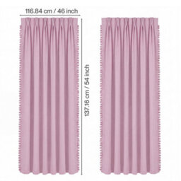Marlow Pink Fabric Pom Pom Curtains 2 Panel Set 46X54 Inch Nursery Room - thumbnail 4
