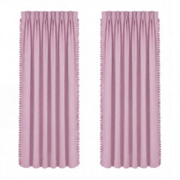 Marlow Pink Fabric Pom Pom Curtains 2 Panel Set 46X54 Inch Nursery Room - thumbnail 2