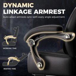 Gtplayer Big Gaming Chair, Ergonomic Office Chair With Footrest, 350Lbs, Premium Leather And Iridescent Trim, Ace-Armor, Black - thumbnail 8