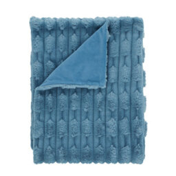 Bianca Fine Linens Bianca Carved Faux Fur Blanket Throw Blue - thumbnail 5