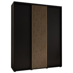 Arte Sapporo - Sleek Black Sliding Door Wardrobe With Shelves And Hanging Rails  (H)2050mm (W)2000mm (D)600mm - thumbnail 2
