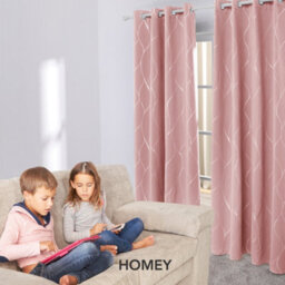 Deconovo Thermal Insulated Curtains Wave Foil Printed Blackout Curtains Ring Top Curtains Coral Pink W66 X L90 Inch One Pair - thumbnail 8