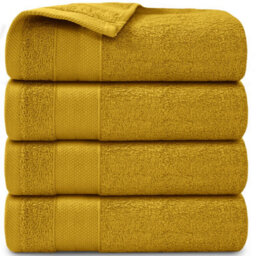 Casabella Towels - Luxury Athens Bath Sheets, 100% Cotton Bath Towel, 4 Pack Quick Dry Towel Bath Sheet Spicy Mustard - thumbnail 2