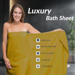 Casabella Towels - Luxury Athens Bath Sheets, 100% Cotton Bath Towel, 4 Pack Quick Dry Towel Bath Sheet Spicy Mustard - thumbnail 3