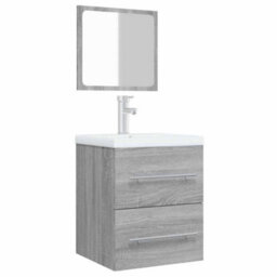 Berkfield Bathroom Cabinet With Mirror Grey Sonoma 41X38.5X48 Cm Engineered Wood - thumbnail 4
