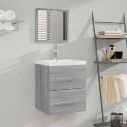 Berkfield Bathroom Cabinet With Mirror Grey Sonoma 41X38.5X48 Cm Engineered Wood