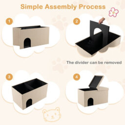 Costway 3-In-1 Cat Litter Box Enclosure Hidden Cat Washroom Ottoman Shoe Bench Flip-Up - thumbnail 9