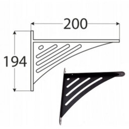 Heavy Duty Black Powder Coated Metal Shelf Support Bracket - Wall Mounted Shelf Support - 194X200mm - thumbnail 2