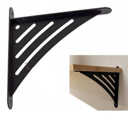 Heavy Duty Black Powder Coated Metal Shelf Support Bracket - Wall Mounted Shelf Support - 194X200mm - thumbnail 4