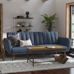 Novogratz Dorel Home Brittany Sofa Bed In Linen Look Navy Blue - thumbnail 6
