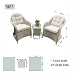 Abrihome Grey Rattan Bistro Set, 2 Chairs And  Side Table - Handwoven Pe Rattan, Weatherproof, Water For Patio, Balcony - thumbnail 5