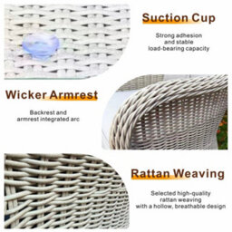 Abrihome Grey Rattan Bistro Set, 2 Chairs And  Side Table - Handwoven Pe Rattan, Weatherproof, Water For Patio, Balcony - thumbnail 7