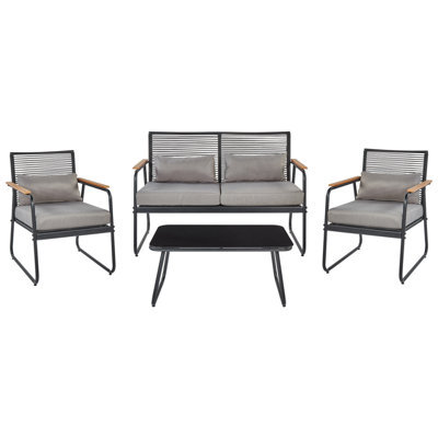 Beliani Garden Lounge Set With Table 4 Seater Pomonte Metal Black - image 1