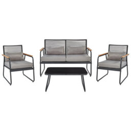 Beliani Garden Lounge Set With Table 4 Seater Pomonte Metal Black - thumbnail 1