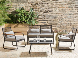 Beliani Garden Lounge Set With Table 4 Seater Pomonte Metal Black - thumbnail 2