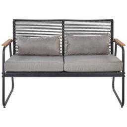 Beliani Garden Lounge Set With Table 4 Seater Pomonte Metal Black - thumbnail 8