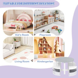 Costway Kids Table And Chair Set 5 Piece Toddler Round Nesting Table-Grey - thumbnail 5