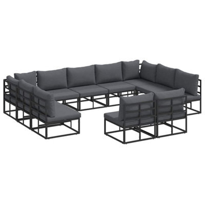 Berkfield Modern Garden Sofa Set With Cushion 11 Pcs Black Aluminium - image 1